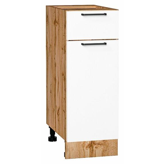 Шкаф нижний с 1-ой дверцей и ящиком Флэт White In 2S/Дуб Вотан 816*300*478