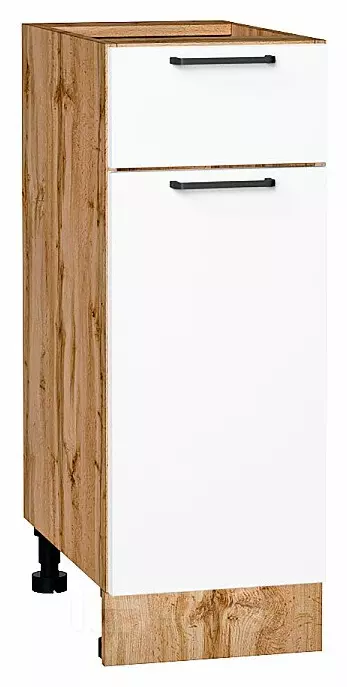 Шкаф нижний с 1-ой дверцей и ящиком Флэт White In 2S/Дуб Вотан 816*300*478