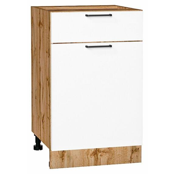 Шкаф нижний с 1-ой дверцей и ящиком Флэт White In 2S/Дуб Вотан 816*500*478