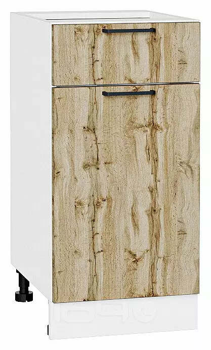Шкаф нижний с 1-ой дверцей и ящиком Флэт Wotan Oak 2S/Белый 816*400*478