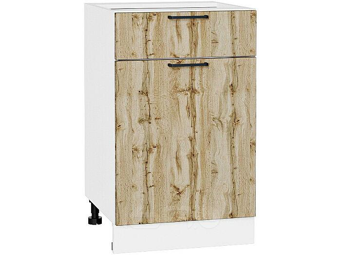 Шкаф нижний с 1-ой дверцей и ящиком Флэт Wotan Oak 2S/Белый 816*500*478