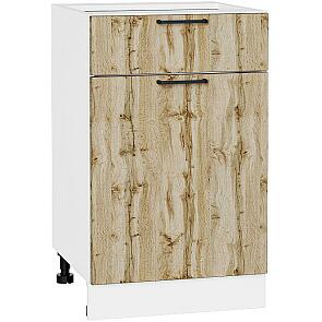 Шкаф нижний с 1-ой дверцей и ящиком Флэт Wotan Oak 2S/Белый 816*500*478