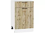 Шкаф нижний с 1-ой дверцей и ящиком Флэт Wotan Oak 2S/Белый 816*500*478