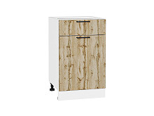 Шкаф нижний с 1-ой дверцей и ящиком Флэт Wotan Oak 2S Белый | 50 см