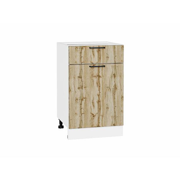 Шкаф нижний с 1-ой дверцей и ящиком Флэт Wotan Oak 2S/Белый 816*500*478