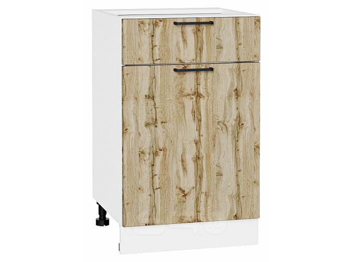 Шкаф нижний с 1-ой дверцей и ящиком Флэт Wotan Oak 2S/Белый 816*500*478