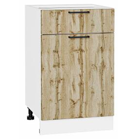 Шкаф нижний с 1-ой дверцей и ящиком Флэт Wotan Oak 2S/Белый 816*500*478