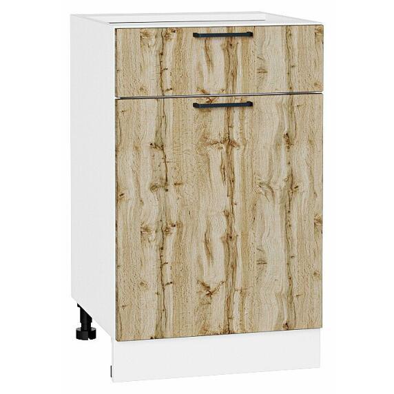 Шкаф нижний с 1-ой дверцей и ящиком Флэт Wotan Oak 2S/Белый 816*500*478