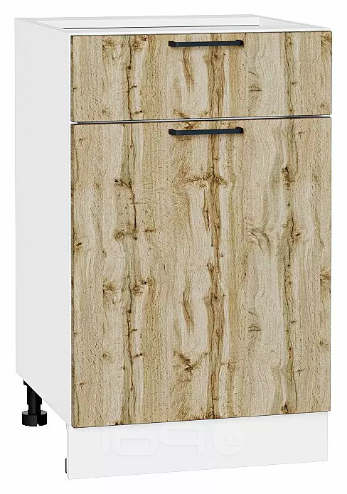 Шкаф нижний с 1-ой дверцей и ящиком Флэт Wotan Oak 2S/Белый 816*500*478