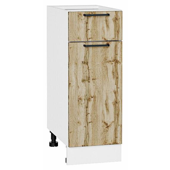 Шкаф нижний с 1-ой дверцей и ящиком Флэт Wotan Oak 2S/Белый 816*300*478