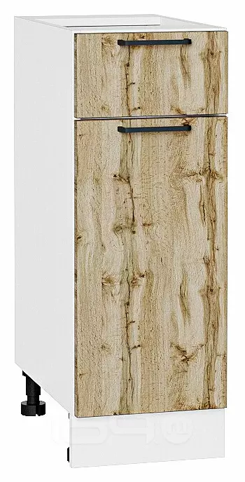 Шкаф нижний с 1-ой дверцей и ящиком Флэт Wotan Oak 2S/Белый 816*300*478