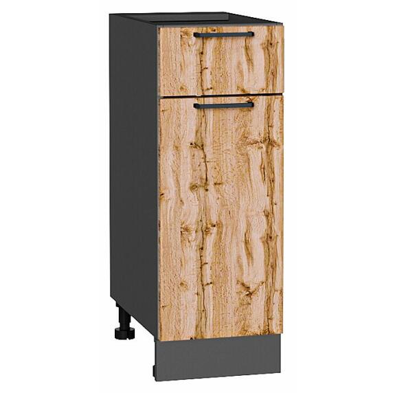 Шкаф нижний с 1-ой дверцей и ящиком Флэт Wotan Oak 2S/Graphite 816*300*478