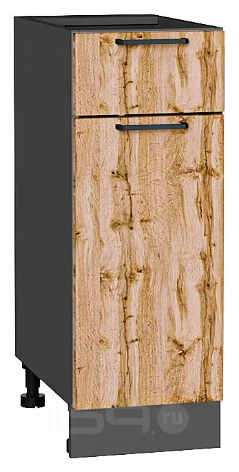 Шкаф нижний с 1-ой дверцей и ящиком Флэт Wotan Oak 2S/Graphite 816*300*478