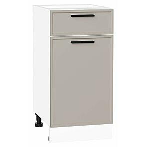 Шкаф нижний с 1-ой дверцей и ящиком Фрейм Clay Silk/Белый 816*400*484