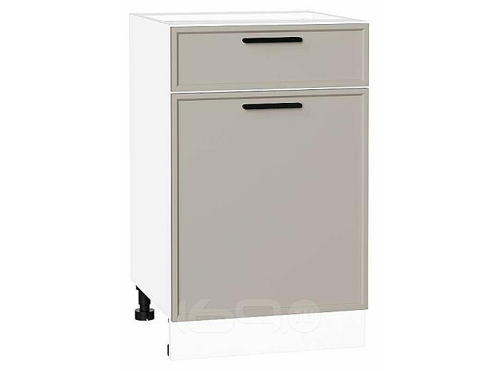 Шкаф нижний с 1-ой дверцей и ящиком Фрейм Clay Silk/Белый 816*500*484
