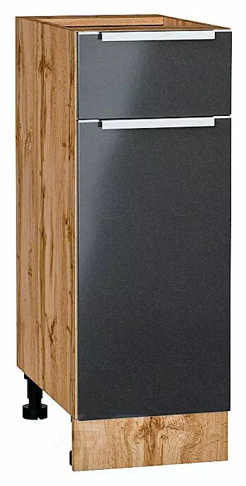 Шкаф нижний с 1-ой дверцей и ящиком Фьюжн Anthracite Дуб Вотан 816*300*480