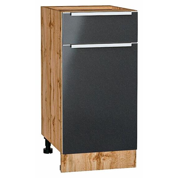 Шкаф нижний с 1-ой дверцей и ящиком Фьюжн Anthracite Дуб Вотан 816*400*480