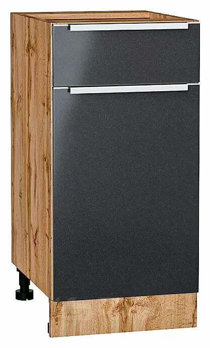 Шкаф нижний с 1-ой дверцей и ящиком Фьюжн Anthracite Дуб Вотан 816*400*480