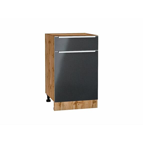 Шкаф нижний с 1-ой дверцей и ящиком Фьюжн Anthracite Дуб Вотан 816*500*480