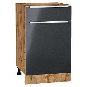 Шкаф нижний с 1-ой дверцей и ящиком Фьюжн Anthracite Дуб Вотан 816*500*480