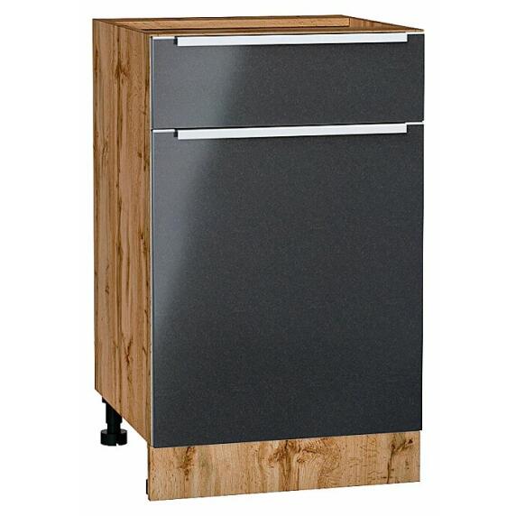 Шкаф нижний с 1-ой дверцей и ящиком Фьюжн Anthracite Дуб Вотан 816*500*480