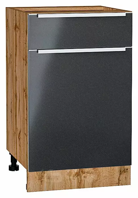 Шкаф нижний с 1-ой дверцей и ящиком Фьюжн Anthracite Дуб Вотан 816*500*480
