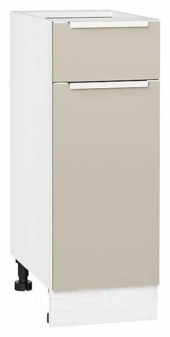 Шкаф нижний с 1-ой дверцей и ящиком Фьюжн Cream Silk/Белый 816*300*480