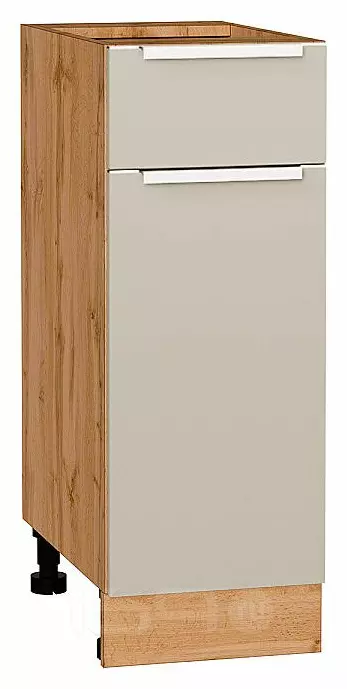 Шкаф нижний с 1-ой дверцей и ящиком Фьюжн Cream Silk/Дуб Вотан 816*300*480