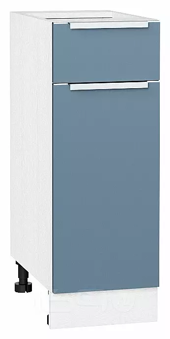 Шкаф нижний с 1-ой дверцей и ящиком Фьюжн Silky Blue Белый 816*300*480