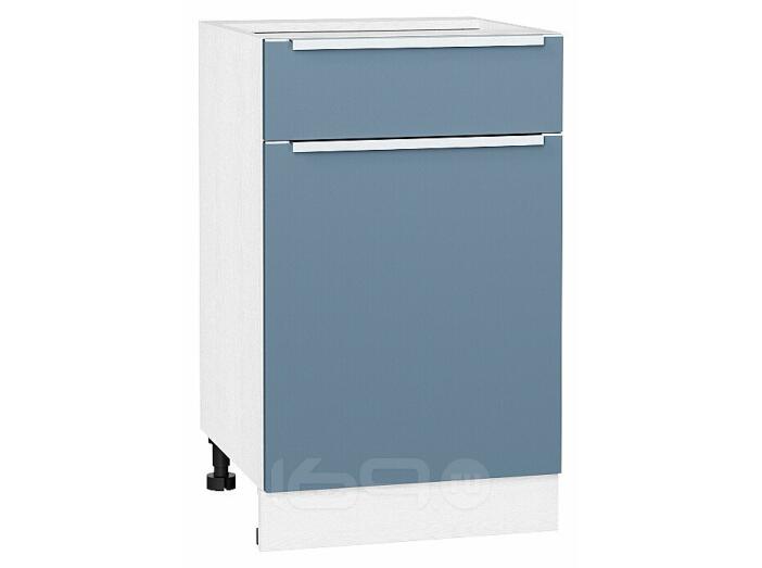 Шкаф нижний с 1-ой дверцей и ящиком Фьюжн Silky Blue Белый 816*500*480