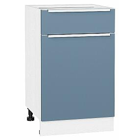Шкаф нижний с 1-ой дверцей и ящиком Фьюжн Silky Blue Белый 816*500*480