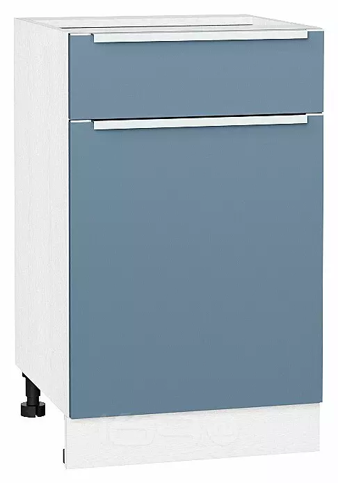 Шкаф нижний с 1-ой дверцей и ящиком Фьюжн Silky Blue Белый 816*500*480