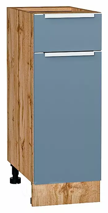 Шкаф нижний с 1-ой дверцей и ящиком Фьюжн Silky Blue Дуб Вотан 816*300*480