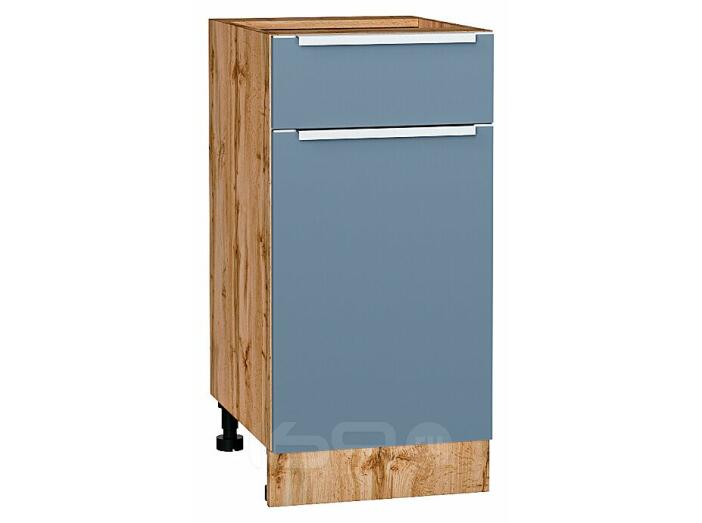 Шкаф нижний с 1-ой дверцей и ящиком Фьюжн Silky Blue Дуб Вотан 816*400*480