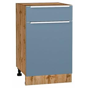 Шкаф нижний с 1-ой дверцей и ящиком Фьюжн Silky Blue Дуб Вотан 816*500*480