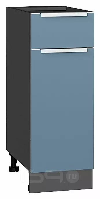 Шкаф нижний с 1-ой дверцей и ящиком Фьюжн Silky Blue Graphite 816*300*480