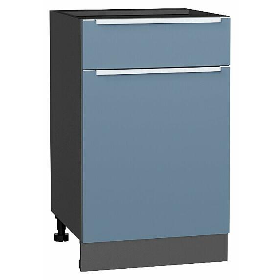 Шкаф нижний с 1-ой дверцей и ящиком Фьюжн Silky Blue Graphite 816*500*480