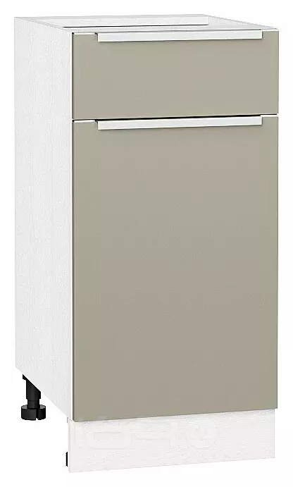 Шкаф нижний с 1-ой дверцей и ящиком Фьюжн Silky Grey Белый 816*400*480