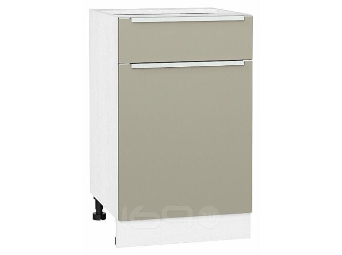 Шкаф нижний с 1-ой дверцей и ящиком Фьюжн Silky Grey Белый 816*500*480