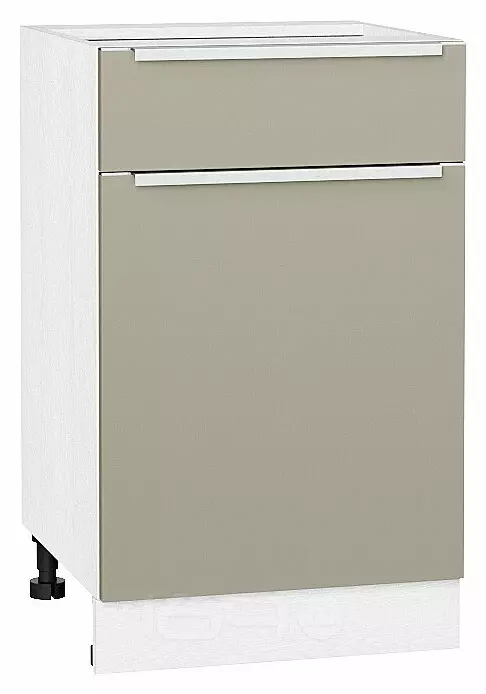 Шкаф нижний с 1-ой дверцей и ящиком Фьюжн Silky Grey Белый 816*500*480