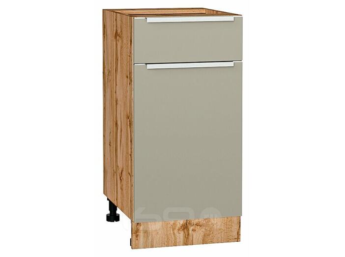 Шкаф нижний с 1-ой дверцей и ящиком Фьюжн Silky Grey Дуб Вотан 816*400*480