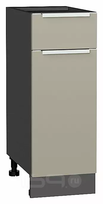 Шкаф нижний с 1-ой дверцей и ящиком Фьюжн Silky Grey Graphite 816*300*480