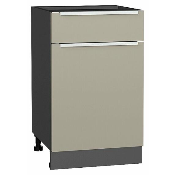Шкаф нижний с 1-ой дверцей и ящиком Фьюжн Silky Grey Graphite 816*500*480