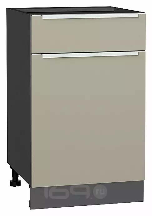 Шкаф нижний с 1-ой дверцей и ящиком Фьюжн Silky Grey Graphite 816*500*480
