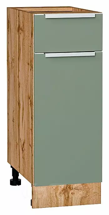 Шкаф нижний с 1-ой дверцей и ящиком Фьюжн Silky Mint Дуб Вотан 816*300*480