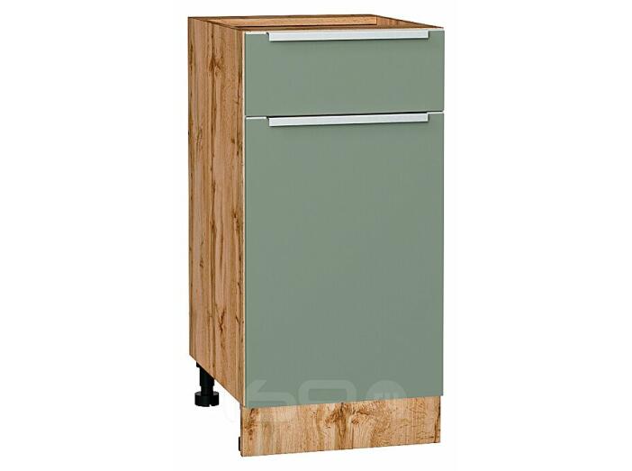 Шкаф нижний с 1-ой дверцей и ящиком Фьюжн Silky Mint Дуб Вотан 816*400*480