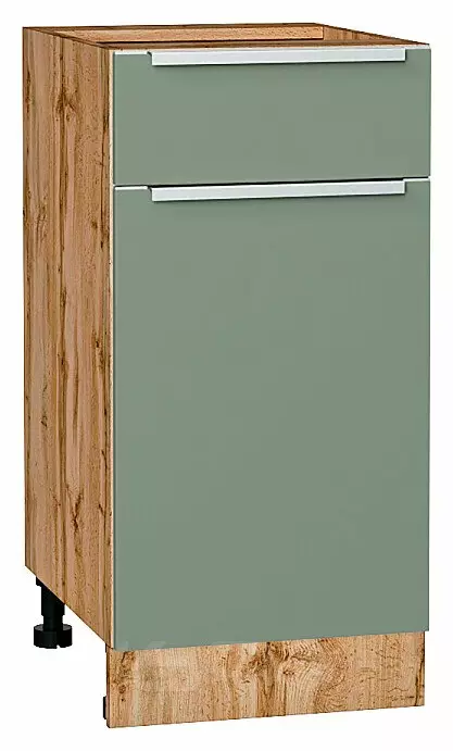 Шкаф нижний с 1-ой дверцей и ящиком Фьюжн Silky Mint Дуб Вотан 816*400*480