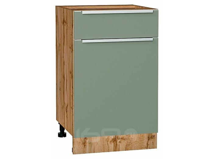 Шкаф нижний с 1-ой дверцей и ящиком Фьюжн Silky Mint Дуб Вотан 816*500*480
