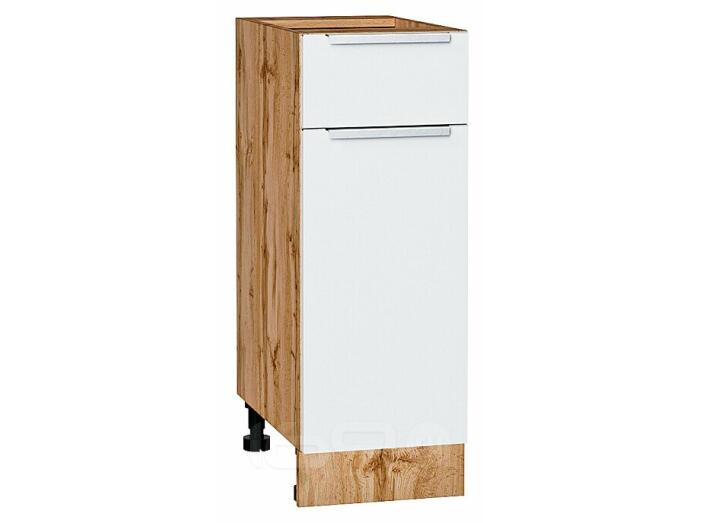 Шкаф нижний с 1-ой дверцей и ящиком Фьюжн Silky White Дуб Вотан 816*300*480