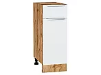 Шкаф нижний с 1-ой дверцей и ящиком Фьюжн Silky White Дуб Вотан 816*300*480